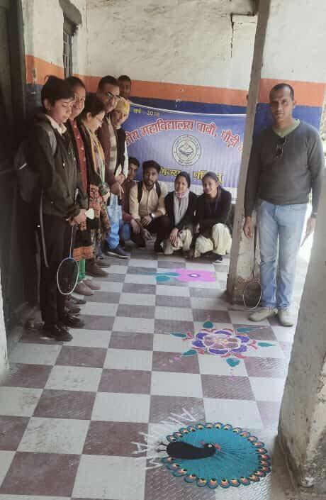 अंतरराष्ट्रीय महिला दिवस पर महाविद्यालय पाबों में रंगोली प्रतियोगिता एवं गोष्ठी आयोजित