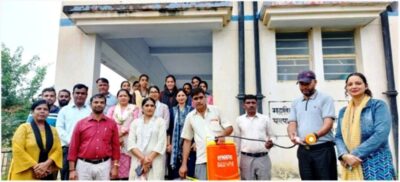 पोखरी कालेज में डेंगू रोकथाम कार्यक्रम के तहत किया छिड़काव