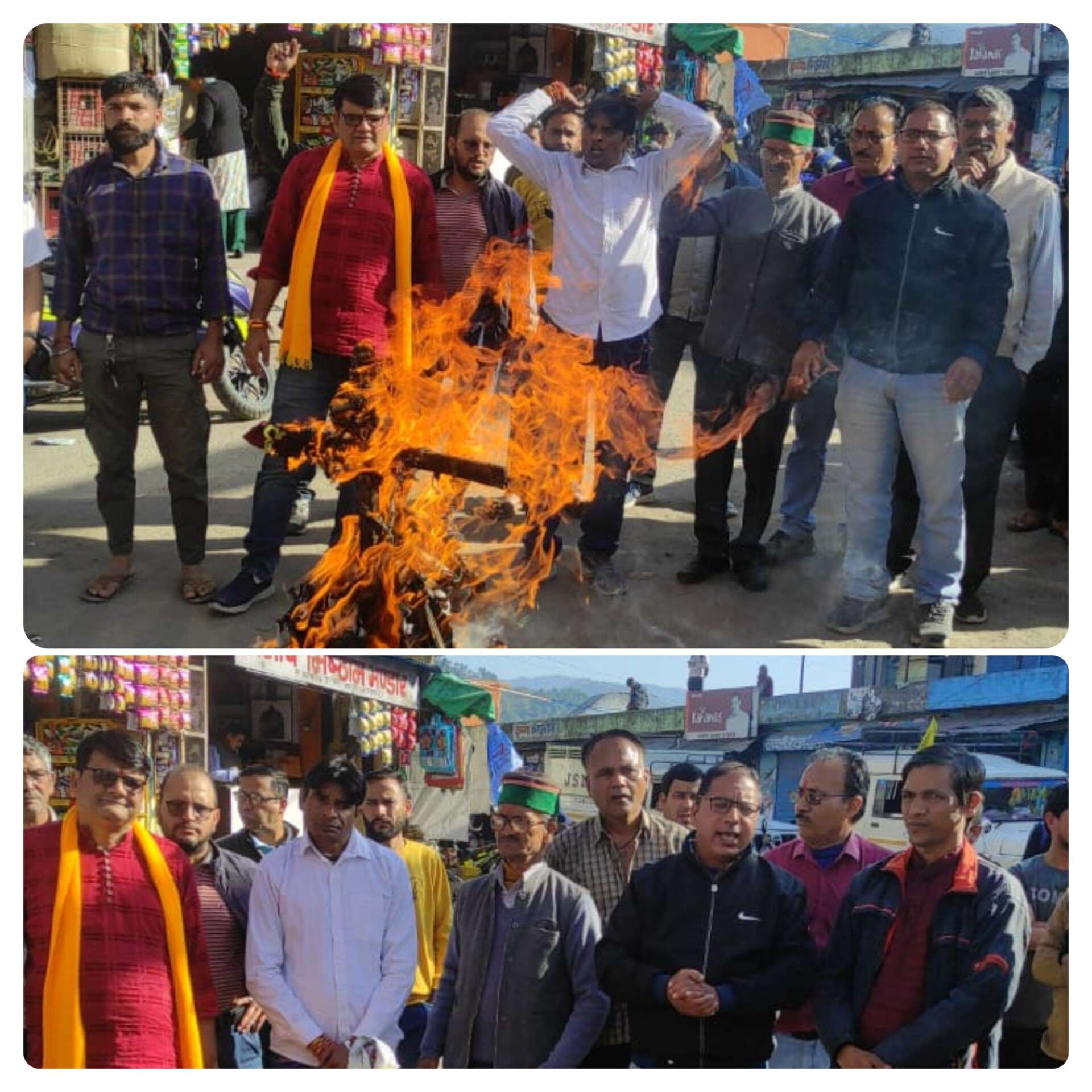 चम्बा में विश्व हिन्दू परिषद ने उत्तरकाशी प्रशासन का पुतला जलाया