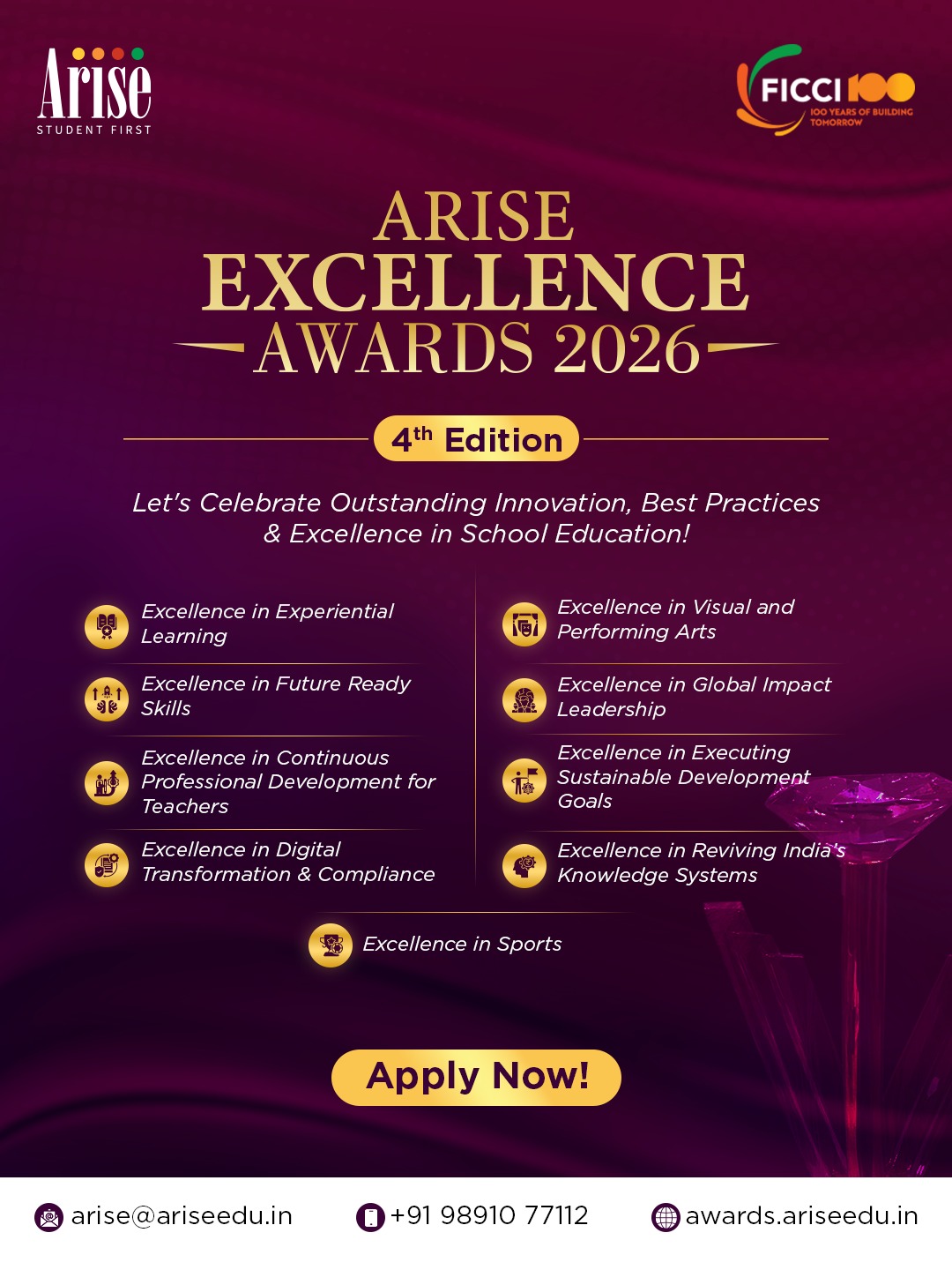ARISE Invites Applications for FICCI Supported ARISE Excellence Awards 2026 to Showcase Innovation and Impact in School Education