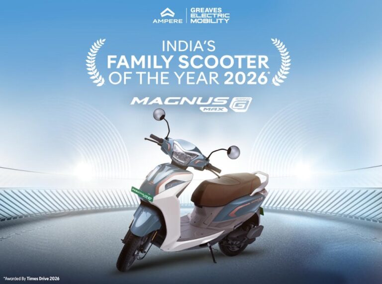 Ampere Magnus G Max by Greaves Electric Mobility Wins 'Family Scooter of the Year' at Times Drive Auto Summit and Awards 2026