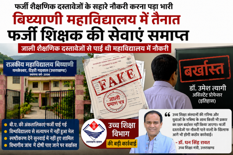 फर्जी शैक्षणिक दस्तावेजों के सहारे नौकरी करने वाले सहायक प्रोफेसर बर्खास्त, उच्च शिक्षा विभाग की बड़ी कार्रवाई