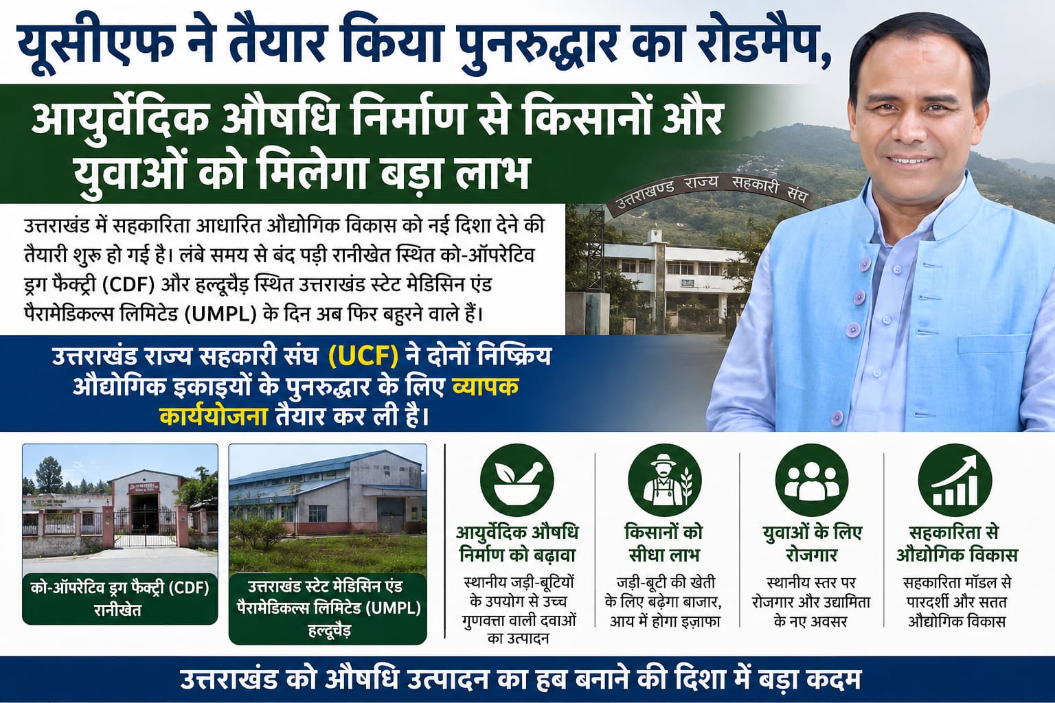 रानीखेत की बंद पड़ी को-ऑपरेटिव ड्रग फैक्ट्री को मिलेगा नया जीवन, 200 से अधिक युवाओं को मिलेगा रोजगार: डॉ. धन सिंह रावत