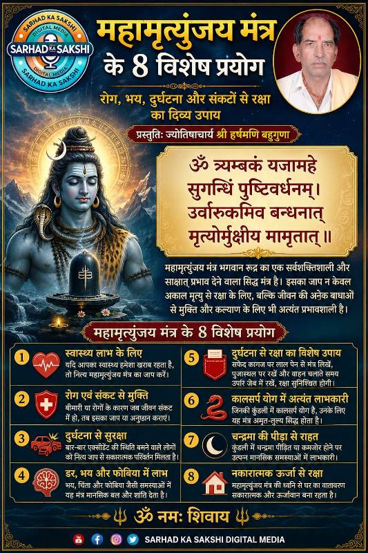 महामृत्युंजय मंत्र के 8 चमत्कारी प्रयोग: रोग, भय, दुर्घटना और संकटों से रक्षा का दिव्य उपाय