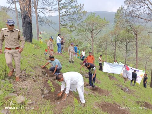 गजा में नगर पंचायत और वन विभाग ने संयुक्त रूप से लगाए पौधे