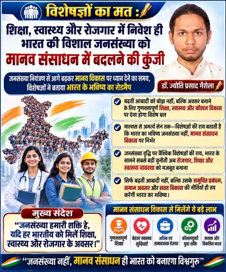भारत की बढ़ती जनसंख्या: चुनौती नहीं, अवसर बनाने की जरूरत